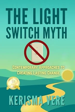 The Light Switch Myth book cover — teal mountains with a winding golden path and an indie award finalist badge